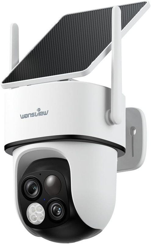 Solar Camera Outdoor Wireless-2K 360°PTZ Cameras for Home Security with Dual Len