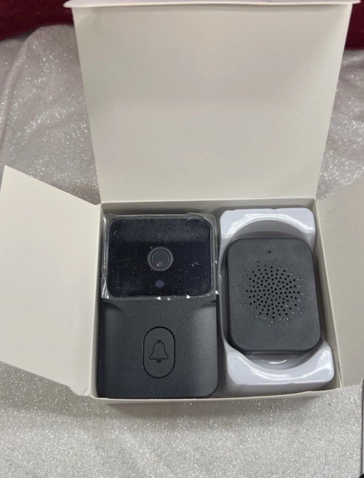 Mini Doorbell with Camera, Two Way Audio, WiFi Compatible, HD Image (Black)