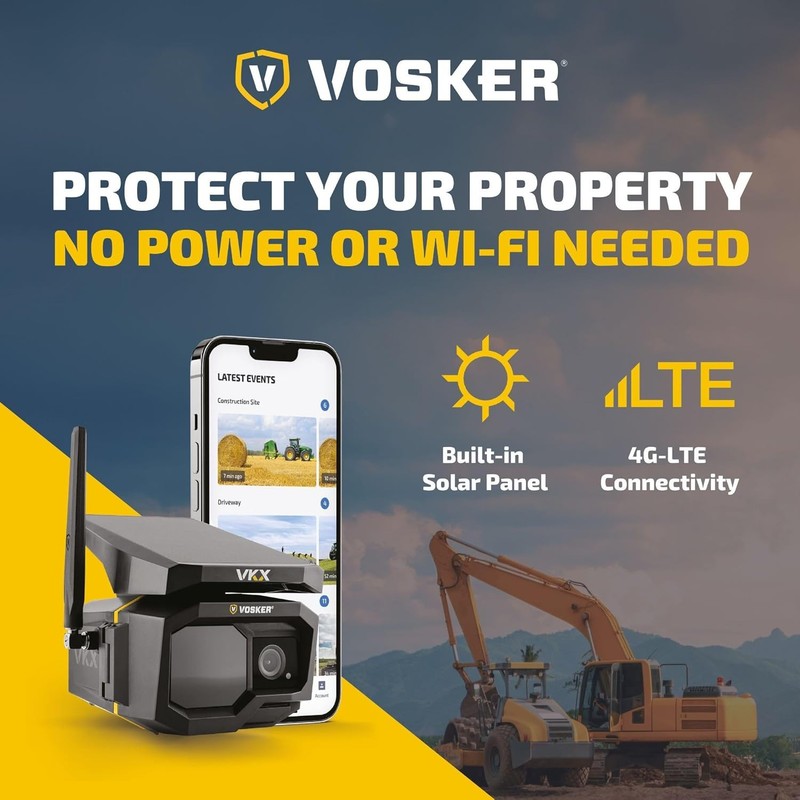 Vosker VKX Construction Pack Solar 4G LTE Security Camera IP65 Weather-Resistant gallery