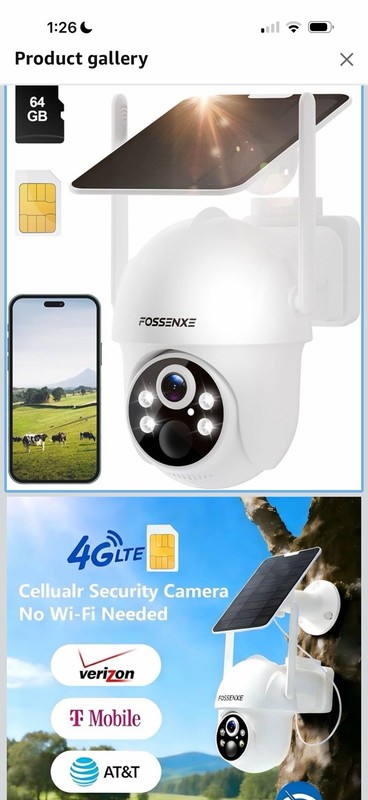 4G LTE Cellular Security Camera Includes 64GB Memory Card & SIM Solar Power 360