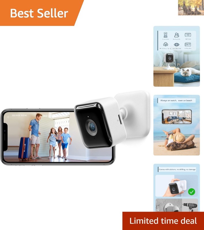 Compact Indoor Security Camera: 2K Video, Night Vision & Easy Setup – White Cube