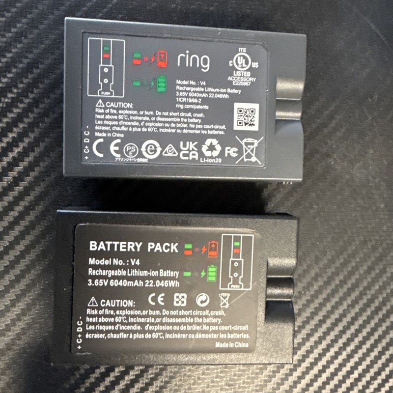 2pcs Battery for Ring Video Doorbell 2/3/4, Spotlight Cam 3.65V 6040mAh New gallery