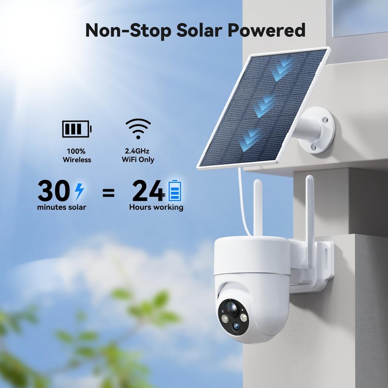 Solar Security Camera Wireless Outdoor, 2.4G WiFi Outdoor Cameras for Home Se... gallery
