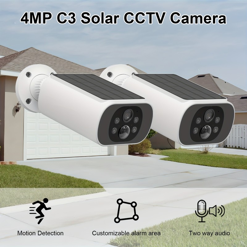 100% Wireless Outdoor Camera, Oversized Solar Panel, Long-Standing Battery, 2-Wa