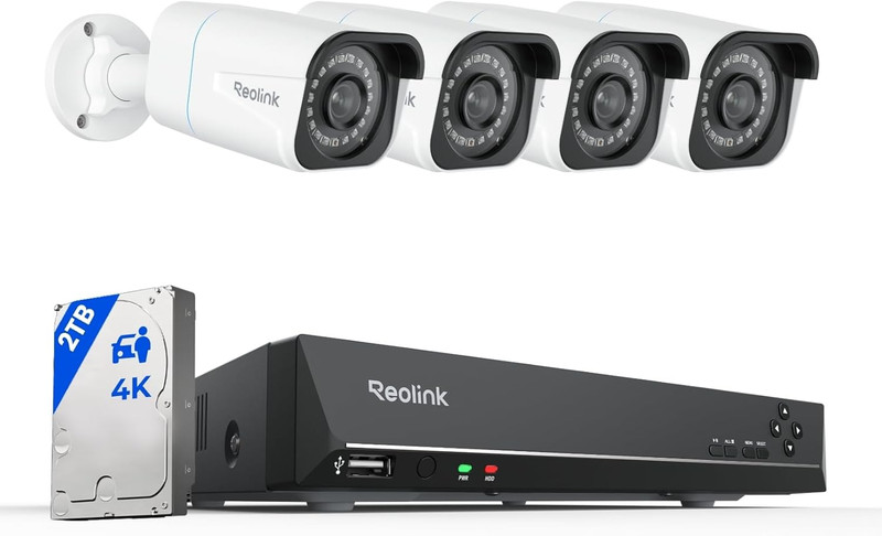 REOLINK 4K Security Camera System – H.265 4Pcs Poe Security Cameras Wired with P