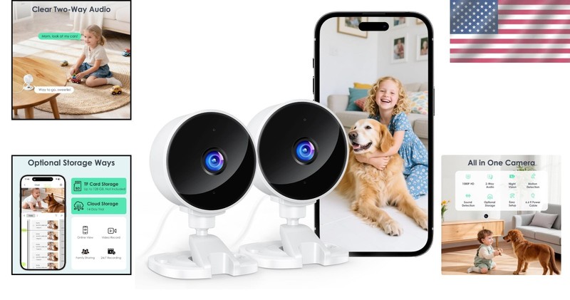 Indoor Security Camera 2-Pack WiFi Night Vision Motion Detection Baby Pets gallery