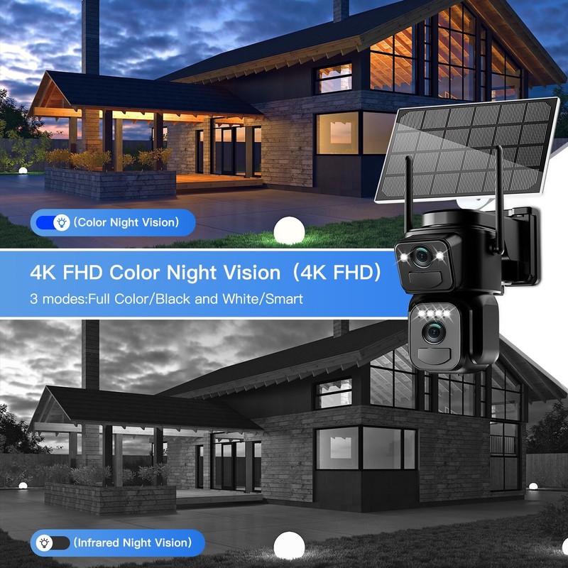 4K Solar Security Cameras Wireless Outdoor, Battery Powered 5GHz/2.4GHz WiFi ... gallery