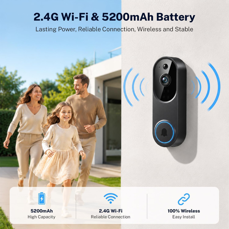 Video Doorbell Camera, Wireless Security Camera, 1080P, Battery Powered, AI Moti gallery