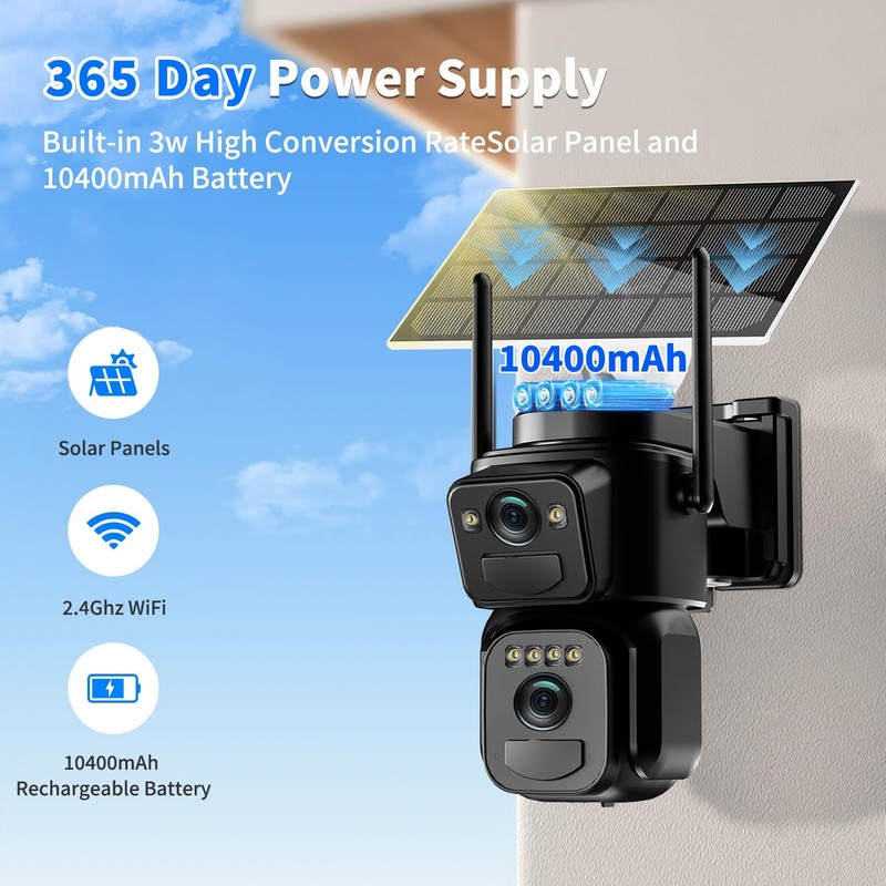 4K Solar Security Cameras Wireless Outdoor, Battery Powered 5GHz/2.4GHz WiFi ... gallery