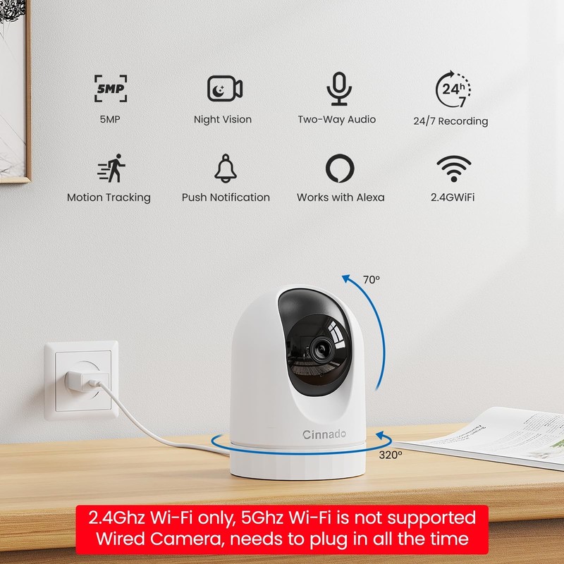 Security Camera Indoor-2K 360° WiFi Cameras for Home Security，Pet/Dog/Baby Ca... gallery