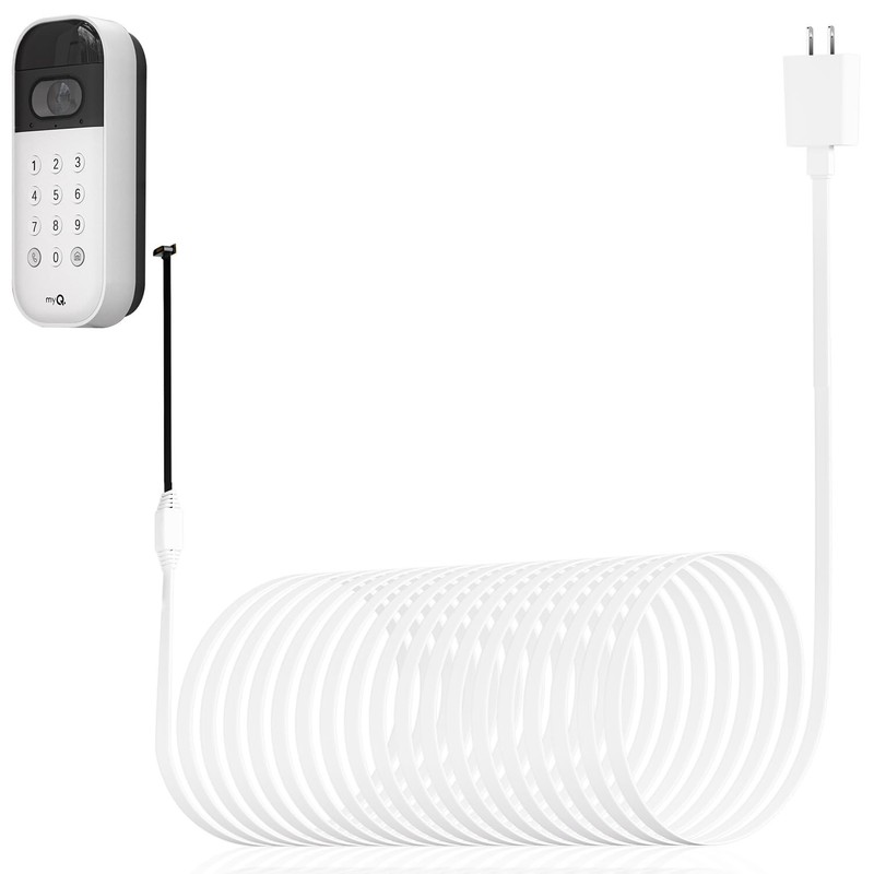 iTODOS 20ft/6m Power Cable and Adapter for myQ Smart Garage Door Video White