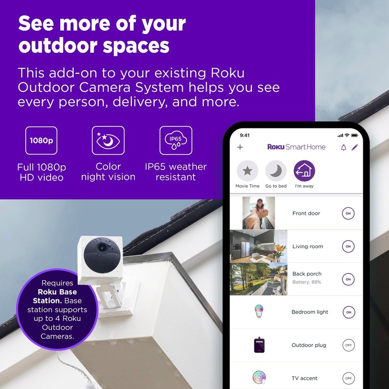Roku Outdoor Camera (No Base) for Home Security Security Camera with HD gallery