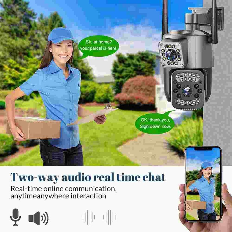 Dual Lens Security Camera Wireless 4MP HD WiFi IP PTZ Home Outdoor CCTV IR Cam gallery