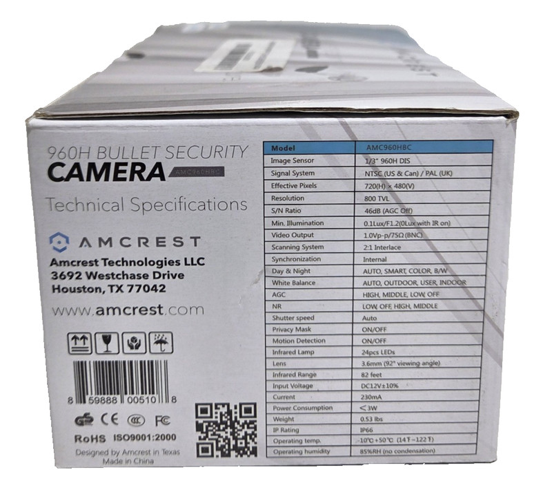 LOT OF 2 Amcrest AMC960HBC 960H 800+TVL 960H Bullet Security Camera Night Vision gallery