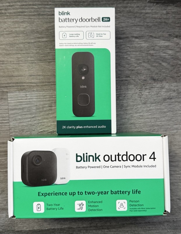 NEW Blink Outdoor 4 2-Camera Wireless Security System + Video Doorbell Bundle