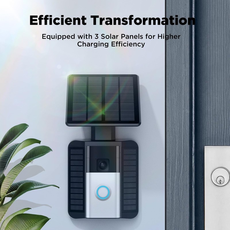 QIBOX Solar Charger Only Compatible with Battery Doorbell (USB-C Port) Black gallery