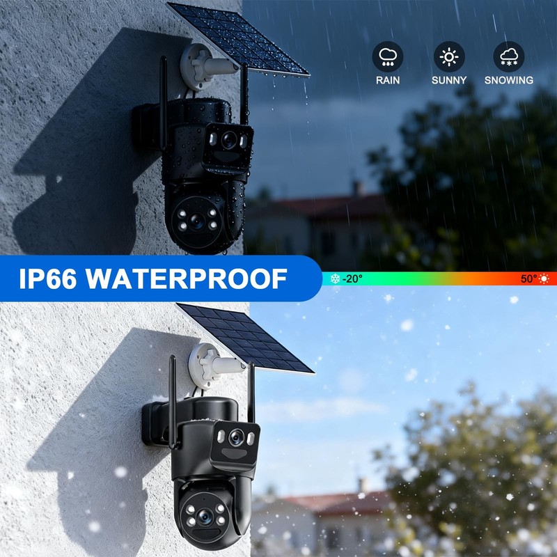 Dual Lens Solar Security Cameras Wireless Outdoor, 360° View Pan/Tilt Home Se... gallery