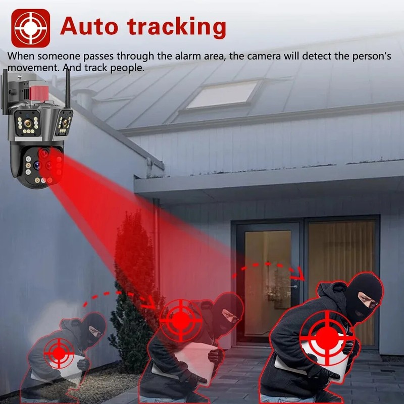 20MP Outdoor WiFi Camera Motion Tracking PTZ 3 Screen Security Protection Video gallery