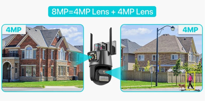 8MP PTZ WiFi Camera Dual Screen Color Night Vision Outdoor Security CCTV Camera gallery