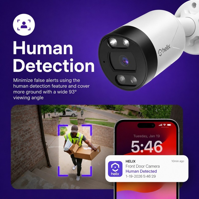 Helix 2PK 5MP PoE IP Bullet Security Cameras Human Detect 2-Way Audio Night NDAA gallery