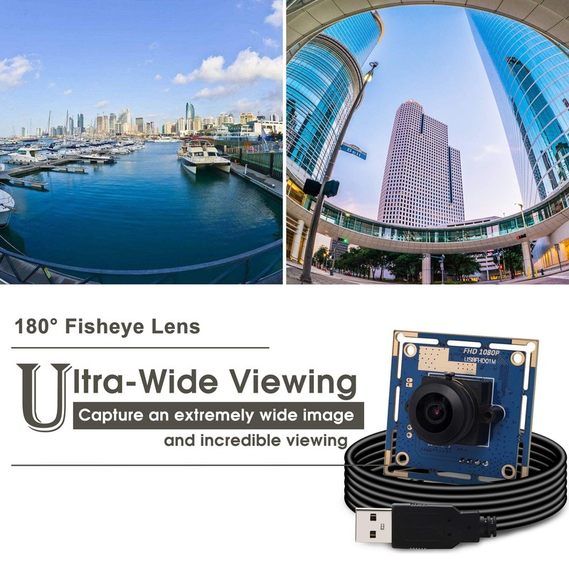 1080P USB Module, Fisheye Wide Angle, UVC Webcam Board 1080P/30fps, 480P/100f... gallery