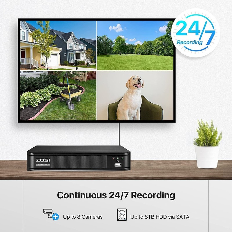ZOSI 8MP H.265+ PoE Home Security Camera System Outdoor 160ft Night Vision 2TB gallery