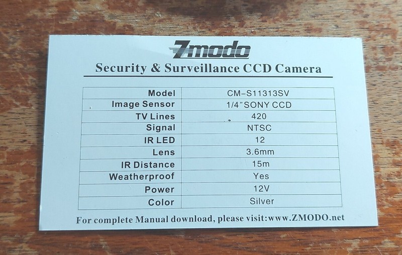 Zmodo ~ 1/4" Sony CCD Camera ~ CM-S11313SV gallery