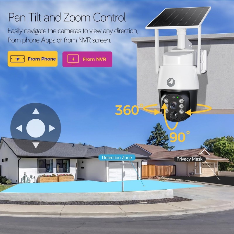 2-Pack 4MP Wireless PTZ Solar Security Camera, AI Auto Tracking, WiFi 6 5G Du... gallery