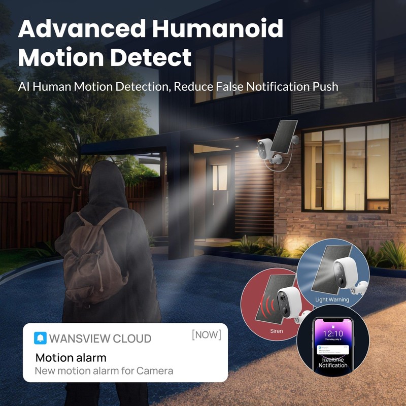 Solar Security Camera Outdoor Wireless, 2K Color Night Vision, Battery Powere... gallery