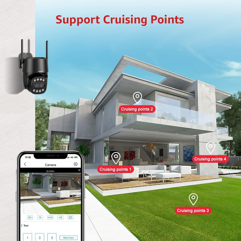 IP Camera Wifi/4G Sim Card PTZ HD 8MP Dual Lens 2.8mm-8mm Outdoor AI Human Track gallery