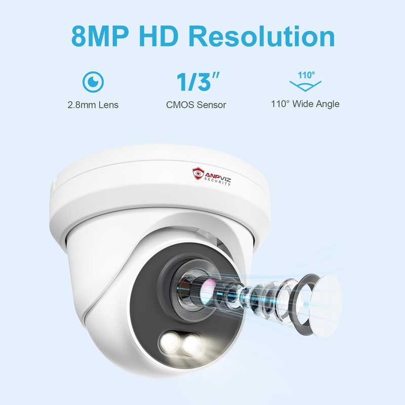 4K 8MP PoE , Full Metal Turret IP Outdoor Wired, AI Human Vehicle Detection, ... gallery