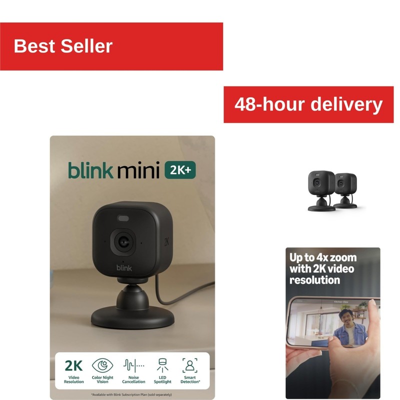 Blink Mini 2K+ Indoor Security Camera – 2 Cameras, Night Vision, Audio
