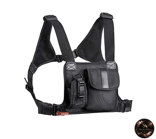 Zeadio Walkie Talkie Chest Bag with Adjustable Pockets and Harness Belt
