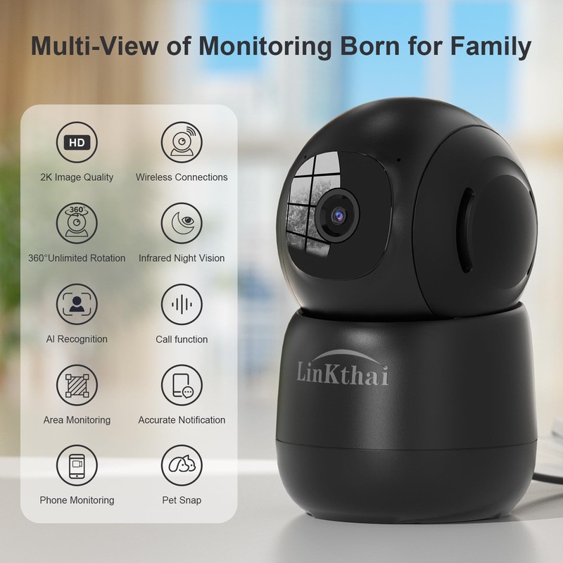 2K Camara De Seguridad 2.4 GHz Para Casas Cuarto Bebe Interior Con Audio Sensor gallery