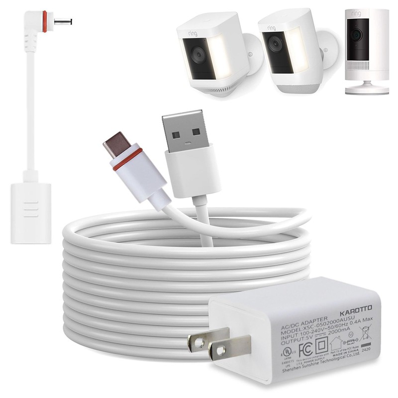KAROTTO 10Ft USB-C Power Cord with Adapter Compatible Ring 1PACK, White