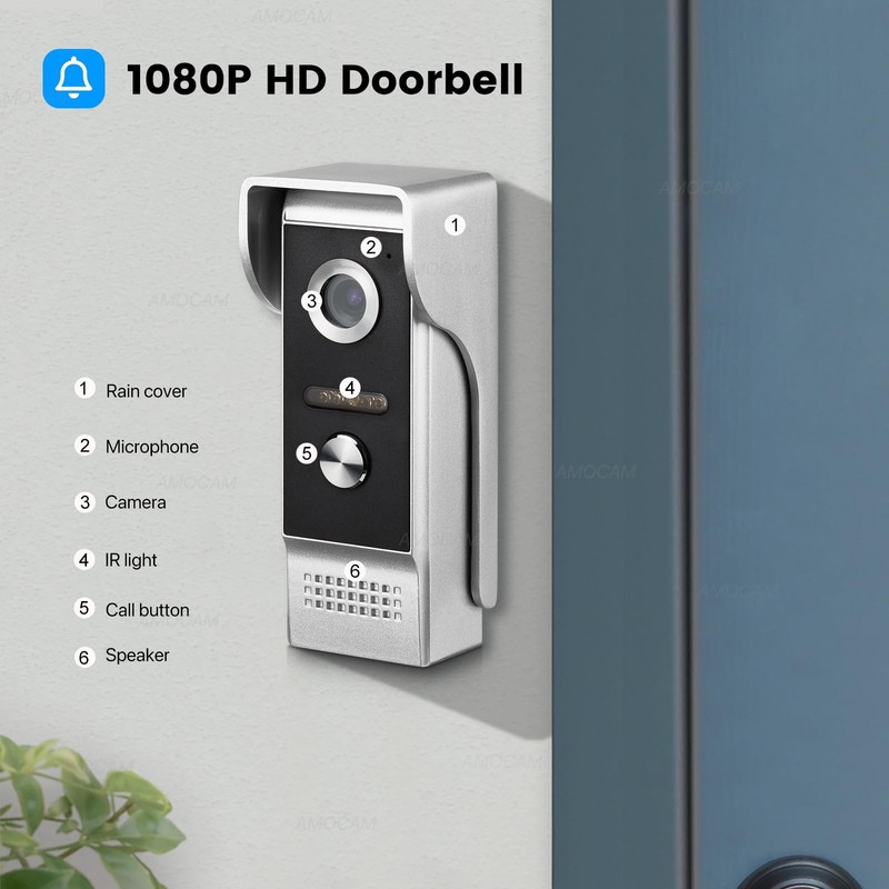 1080P Video Intercom System, Wired VideoDoorbell HD Camera with 7 Inch Monito... gallery