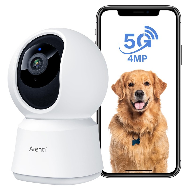 ARENTI 5G Indoor Security Camera, 4MP Pet Camera with Speaker for Dog/Cat, Ba…