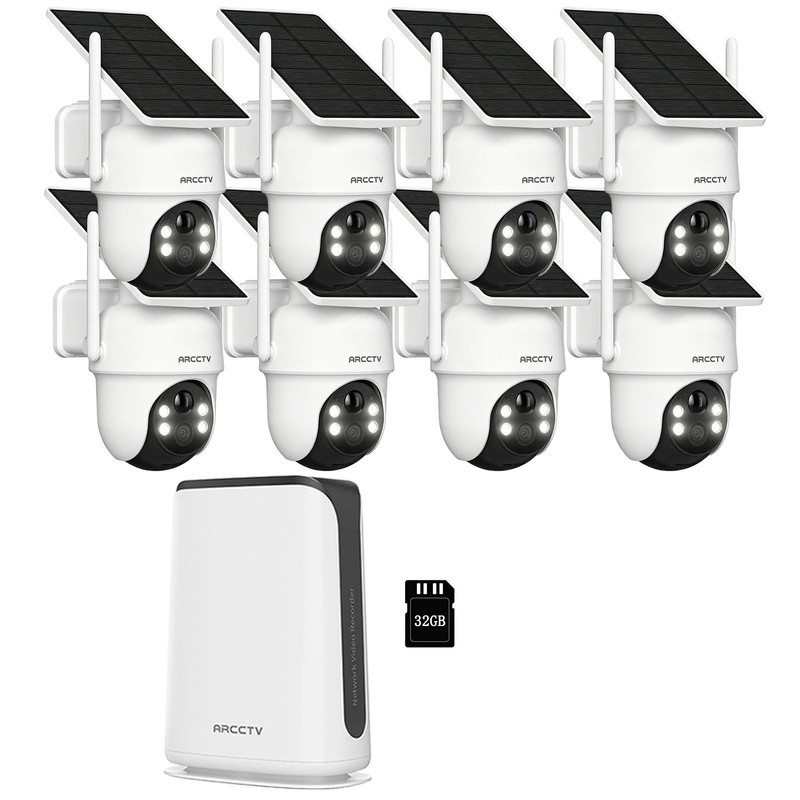 Solar-Powered Wireless 360° PTZ Security Camera System Color Night Vision Audio