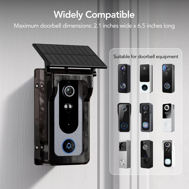Doorbell Rain Cover Protector with Solar Panel, Plastic Doorbell Rain Protect... gallery
