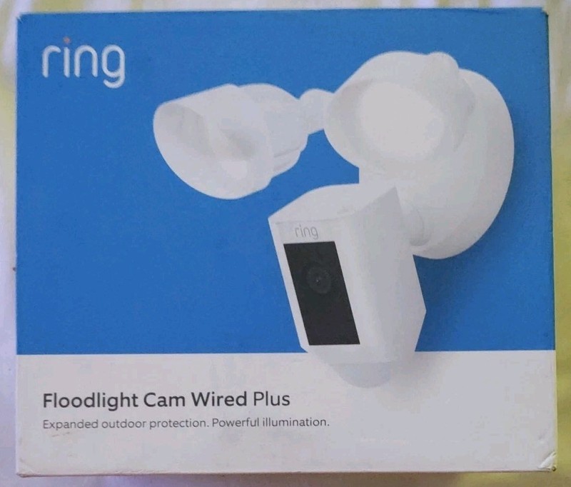Ring Floodlight Cam Plus Outdoor Wired 1080p Surveillance Camera White NEW