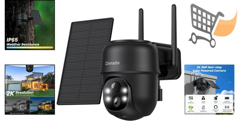2K WiFi Outdoor Security Camera Solar Battery Powered 360° Night Vision gallery
