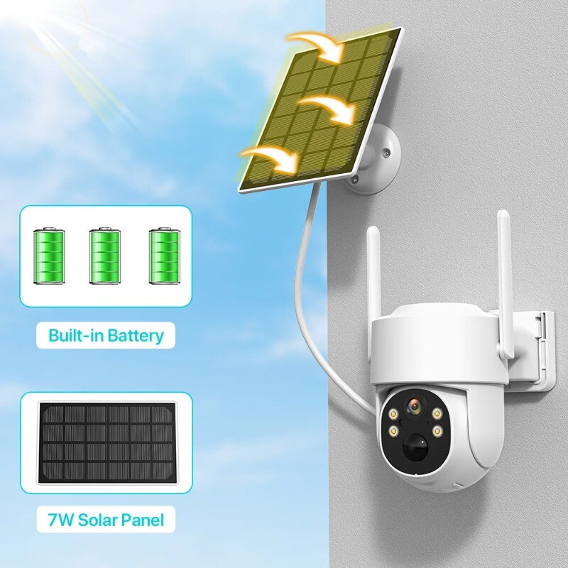 Solar PTZ Camera 4K 8MP Outdoor WiFi Wireless Solar Panel CCTV Security Cameras gallery