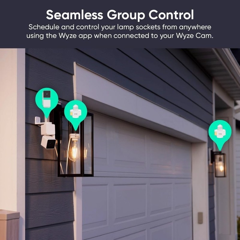 Motion-Activated Lamp Socket V2 Power Adapter for Enhanced Security - Wyze gallery