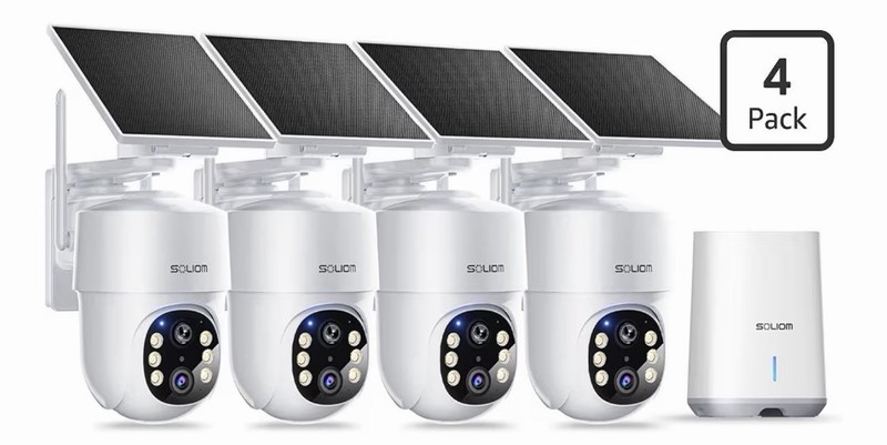 Wireless Solar Battery Powered Four-cam Kit