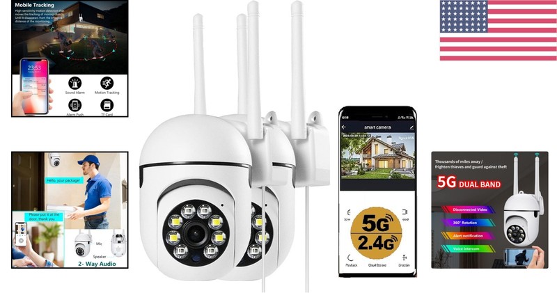 Advanced 1080P Outdoor Dome Cameras - 2-Pack with Motion Alerts & Floodlights gallery