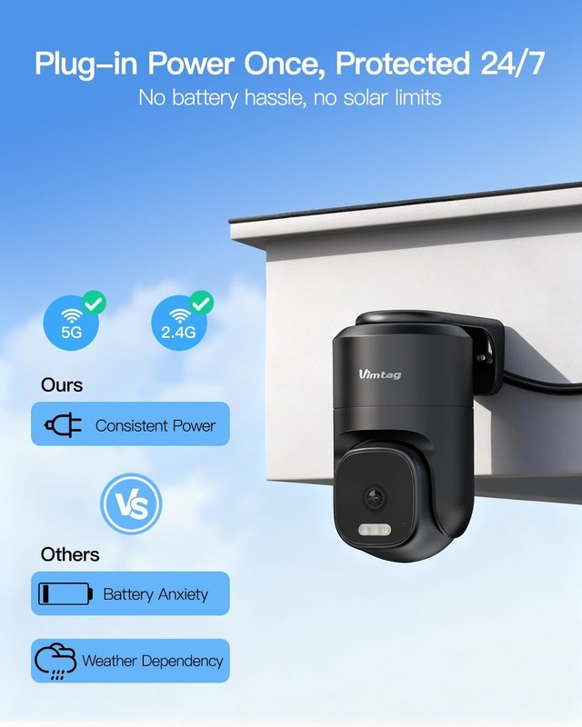 2 x VIMTAG Pan/Tilt Outdoor Security Camera, 2.5K 4MP WiFi Home CCTV Camera 360° gallery