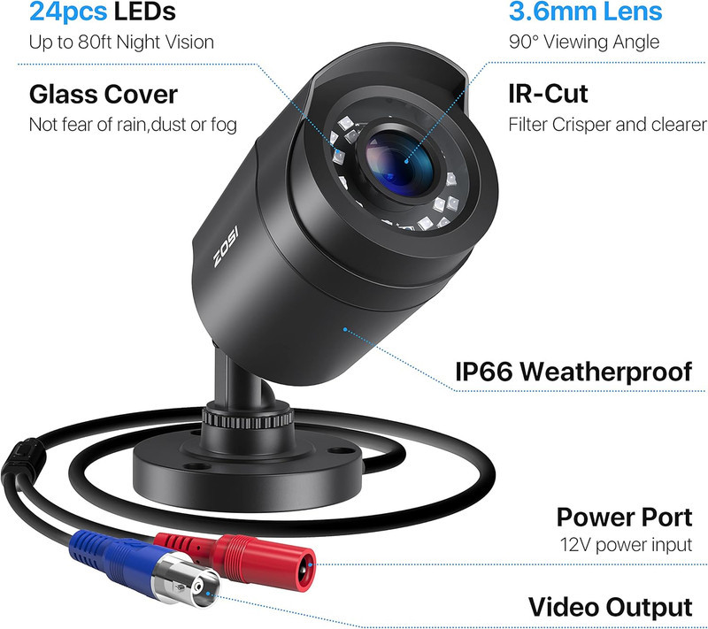 1080P 4 Pack HD TVI Security Cameras, 80Ft Night Vision, Outdoor Indoor Weatherp gallery