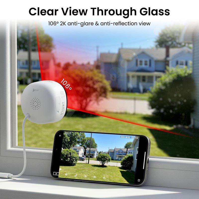 2K No Drill Window Camera-2 Pack 2.4Ghz & 5Ghz WiFi Dome Cameras for Home Sec... gallery