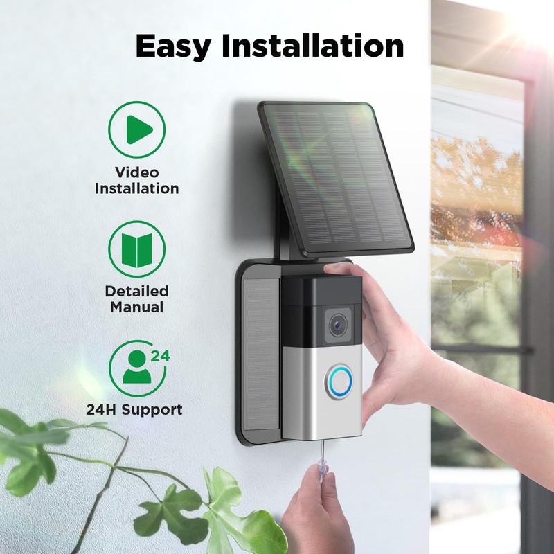 QIBOX Solar Charger Only Compatible with Battery Doorbell (USB-C Port) Black gallery