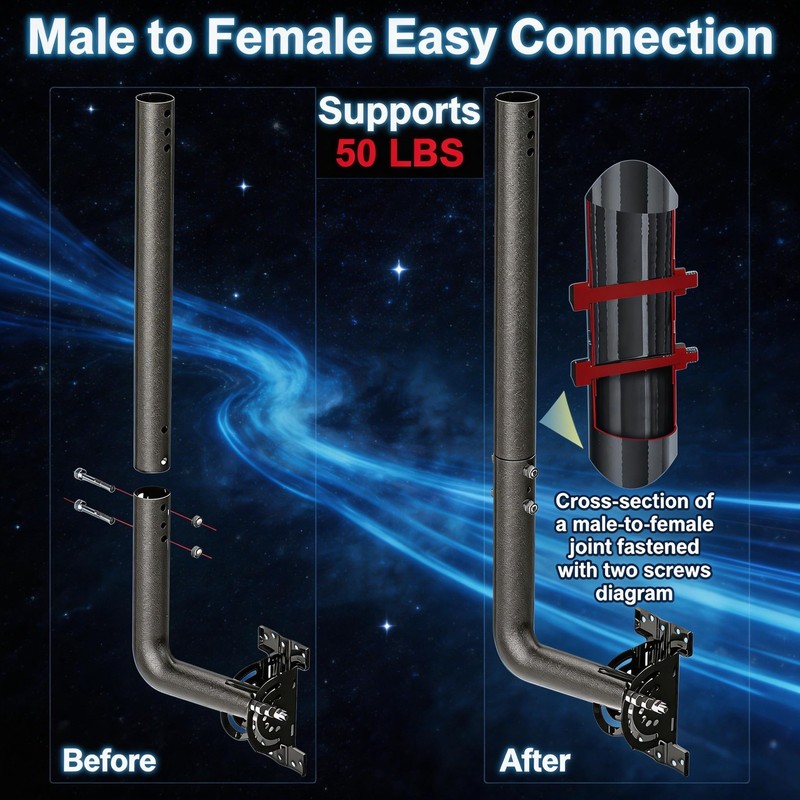 28" Heavy Duty Adjustable Antenna Wall Mount – Iron Spray Paint J-Pole Solid ... gallery